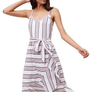 Loft Striped Red and Blue Wrap Dress